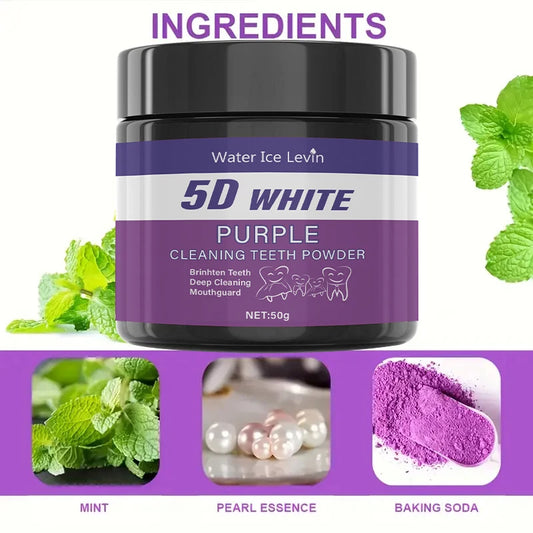 5D WHITE™ Purple Teeth Whitening Powder – Professional Deep Cleaning & Safe Daily Brightening for a Whiter, Fresher Smile